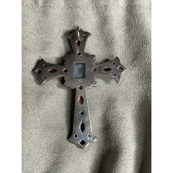 Nicky Butler 925 Sterling Silver Druzy Peridot Garnet Citrine Cross Pendant NB - Picture 4 of 6